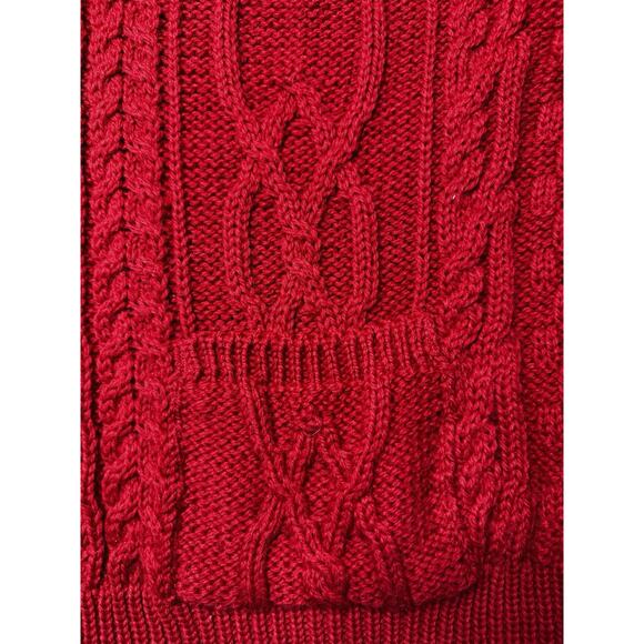 Aran Crafts Ireland Wool Cardigan Collar Cable Fisherman Knit Sweater Red Men L - Picture 6 of 12